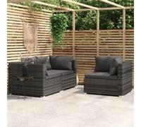 vidaXL 3-delige Loungeset met kussens poly rattan grijs317516 G