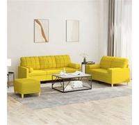 Vidaxl Ensemble De Canapés 3 Pcs Avec Coussins Jaune Clair Tissu Jaune