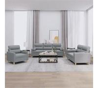 3-delige Loungeset met kussens stof lichtgrijs3201552