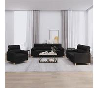 Ensemble de Canapés avec Coussins Sièges Salon 3 pcs Jaune Clair Tissu vidaXL