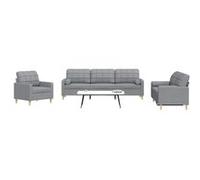 vidaXL Ensemble de canapés 3 pcs coussins décoratifs gris clair tissu, canapé, siège de canapé, canapé relax, canapé confort, fauteuil de télévision Gris