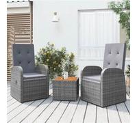 Ensemble de salon de jardin 2 pcs gris poly rotin et acacia vidaXL