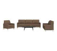 vidaXL Ensemble de canapés 3 pièces en tissu marron