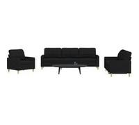 Vidaxl Ensemble De Canapés 3 Pcs Noir Tissu Noir