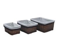vidaXL 3-delige Mandenset stapelbaar wilgen bruin286977 Brun G