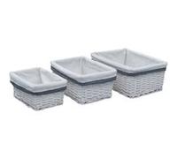 vidaXL 3-delige Mandenset stapelbaar wilgen wit286976 Blanc G