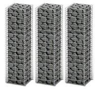 vidaXL Jeu de panier de gabion 3x Fil galvanisé 25x25x100 cm Pierres 141045