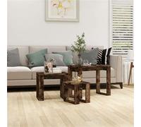 vidaXL 3-delige Tafeltjesset bewerkt hout gerookt eikenkleurig815222 Marron G
