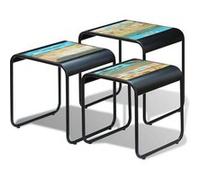 vidaXL 3-delige Tafeltjesset massief gerecycled hout243286 Multicolore G