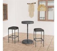 vidaXL Ensemble bar de jardin 3 pièces avec coussins Poly rotin gris