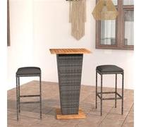 vidaXL 3-delige Tuinbarset met kussens poly rattan grijs3064849 Gris G