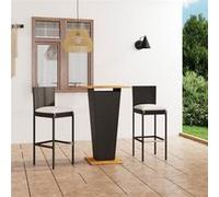 Ensemble de Bar de Jardin 5 pcs et Coussins Résine Tressée Noir Patio vidaXL