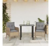 Vidaxl Ensemble À Manger De Jardin Et Coussins 3 Pcs Beige Poly Rotin