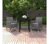 vidaXL 3-delige Tuinset met kussens poly rattan en glas3099775 G