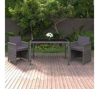 3-delige Tuinset met kussens poly rattan grijs3095490