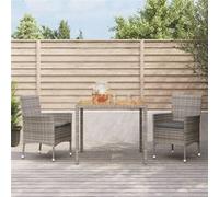 vidaXL 3-delige Tuinset met kussens poly rattan grijs3187404 Gris G