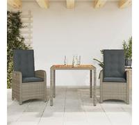 vidaXL 3-delige Tuinset met kussens poly rattan grijs3212239 Gris G