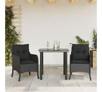 vidaXL 3-delige Tuinset met kussens poly rattan zwart3211927 G