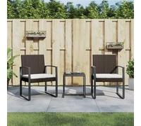 vidaXL 3-delige Tuinset met kussens polypropeen rattan bruin360207 Marron G