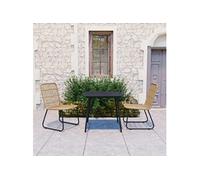 vidaXL 3-delige Tuinset poly rattan en glas3060231 G