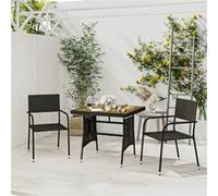 Mobilier à Dîner d'Extérieur 3 pcs Résine Tressée Noir Salle à Manger vidaXL