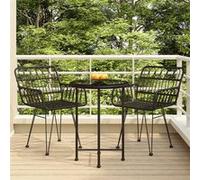 vidaXL 3-delige Tuinset poly rattan zwart3157834 Noir G