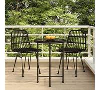 vidaXL 3-delige Tuinset poly rattan zwart3157836 Noir G