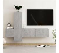 Vidaxl Ensemble De Meubles Tv 3 Pcs Gris Béton Bois D'ingénierie Gris