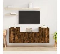 vidaXL 3-delige Tv-meubelset bewerkt hout gerookt eikenkleurig3188507 Marron G