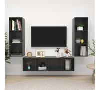 vidaXL 3-delige Tv-meubelset bewerkt hout hoogglans grijs3079753 Gris G