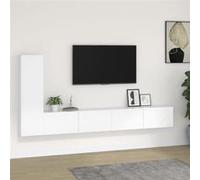 3-delige Tv-meubelset bewerkt hout wit3114318