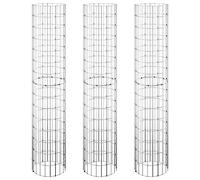 vidaXL 3× Lit Surélevé à Gabion Circulaire Panier de Gabion Jardinière de Jardin Bac Plantes Terrasse Extérieur Acier Galvanisé Ø30x150 cm