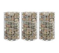 vidaXL Lit surélevé à gabion circulaire 3 pièces Acier galvanisé Ø30x50 cm