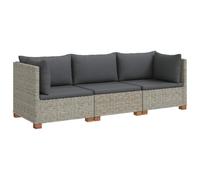 vidaXL 3 pc Ensemble de Salon en Rotin avec Coussins GENDT Gris Kubu, Salon, Jardin et terrasse, Ensemble de Salon en rotin, mobilier d'extérieur, Design modulable, sièges Confortables