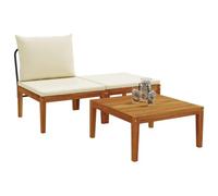 vidaXL 3 pcs Ensemble de Salon de Jardin avec Coussins Naturel, Canapé de Jardin extérieur, Design Moderne, Bois Dur, Facile à Nettoyer, Coin Salon pour Patio, Balcon, Jardin