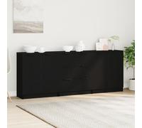Vidaxl 3 Pièces Meubles De Rangement Chêne Noir En Bois Ingénierie Noir