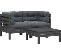 vidaXL 3-tlg. Set de salon de jardin avec baisers Grau Kiefer Massivholz