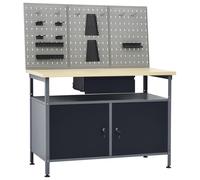 vidaXL Établi 3053427 – 3 panneaux muraux, porte-outils et rangement – Noir