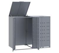 vidaXL Rangement à roulettes pour poubelles pour 2 bacs gris acier