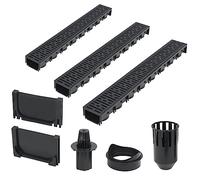 vidaXL 3x Caniveaux de Drainage Plastique 3 m Évacuation Drain Extérieurs