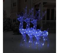 3x Décorations de Noël de Renne Ornement de Noël Rennes Lumineux Décoration de Fête Maison Salon Intérieur Acrylique 120 cm Bleu