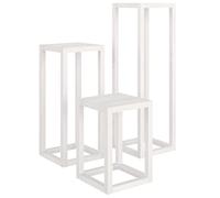 vidaXL 3X Ensemble de Supports pour Plantes Etagères pour Pot de Fleurs Supports de Jardinière Patio Jardin Extérieur Blanc Bois de Pin Massif