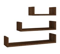 vidaXL 3X Étagères Murales d'Affichage Étagères Flottantes Suspendues Meubles de Rangement Salon Intérieur Chêne Marron Bois d'Ingénierie