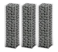 vidaXL Jeu de panier de gabion 3x Fil galvanisé 25x25x100 cm Pierres 141045