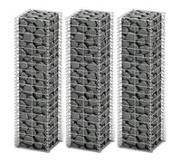 vidaXL 3x Jeu de Panier de Gabion Fil Galvanisé 25x25x100 cm Pierres Jardin 141045