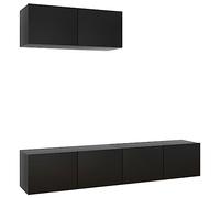 3x Meubles TV Centres de Divertissement Muraux Suspendus Armoires Stéréo Salon Salle de Séjour Maison Intérieur Noir Aggloméré