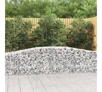 3x Paniers à Gabions Arqués Cages à Gabions Arquées Murs de Gabion Barrières de Jardin Terrasse Extérieur 400x50x60/80 cm Fer Galvanisé