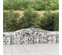 vidaXL 3x Paniers à Gabions Arqués Cages à Gabions Arquées Murs de Gabion Barrières de Jardin Terrasse Extérieur 400x50x60/80 cm Fer Galvanisé