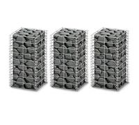 vidaXL Jeu de panier de gabion 3 pcs Fil galvanisé 25 x 25 x 50 cm 141044
