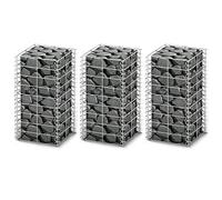 vidaXL 3X Paniers de Gabion Fil Galvanisée Bases pour Mur Clôture Jardin